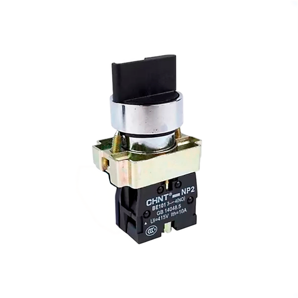KIT SelectorMetálico Botón Hongo Giro Desenclabe Momentáneo montaje ø 22 mm - Chint NP2  (copia)