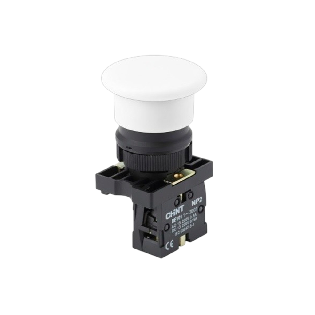 KIT Pulsador Plástico Botón Hongo Momentáneo montaje ø 22 mm - Chint NP2