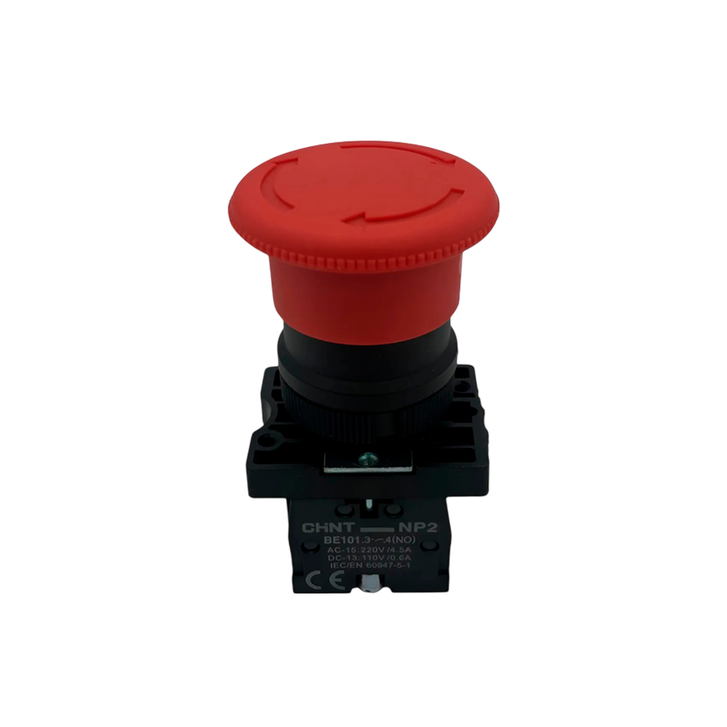 KIT Pulsador Plástico Botón Hongo Giro Desenclave montaje ø 22 mm - Chint NP2