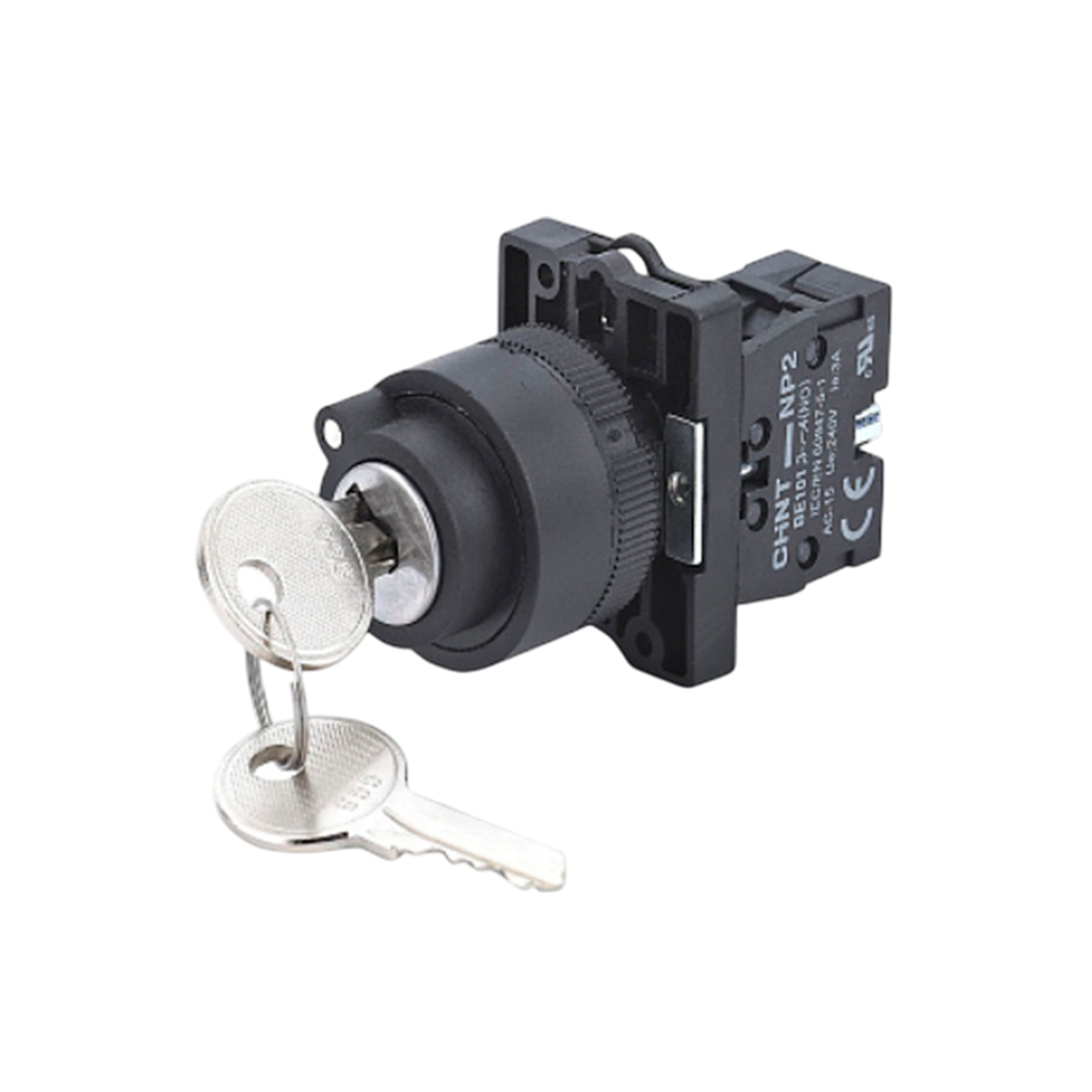 KIT Selector Con Llave Plástico Giro Desenclavé Momentáneo montaje ø 22 mm - Chint NP2