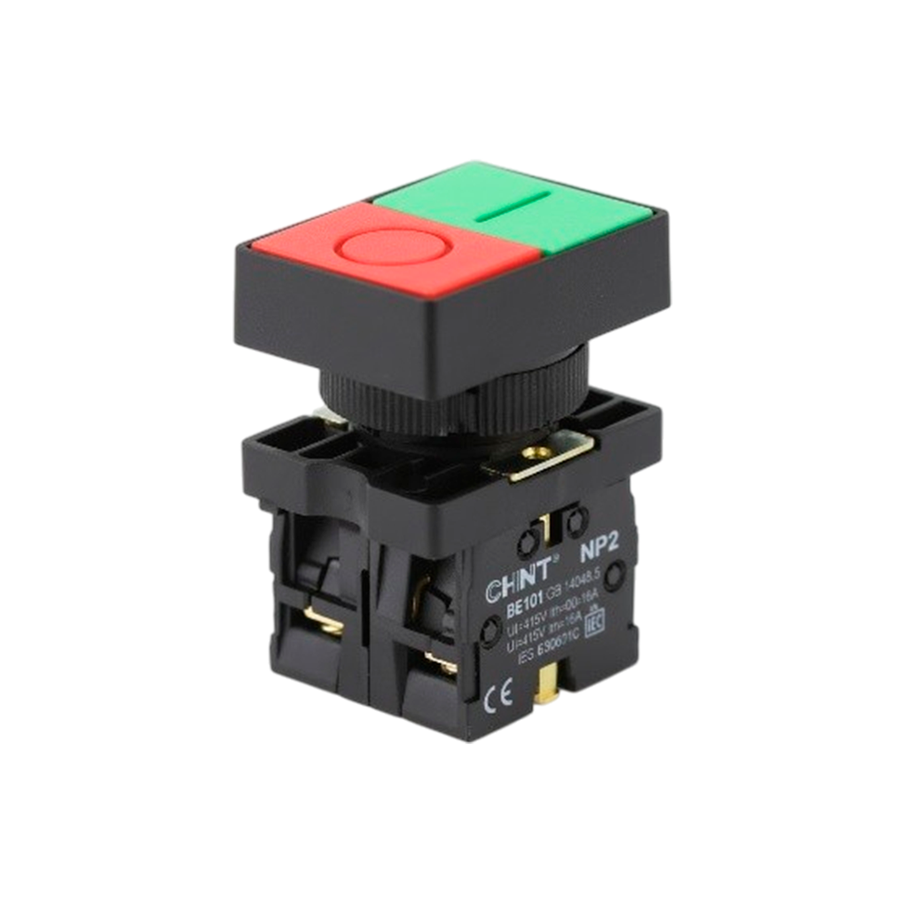 KIT Pulsador Plástico Doble Iluminado montaje ø 22 mm - Chint NP2