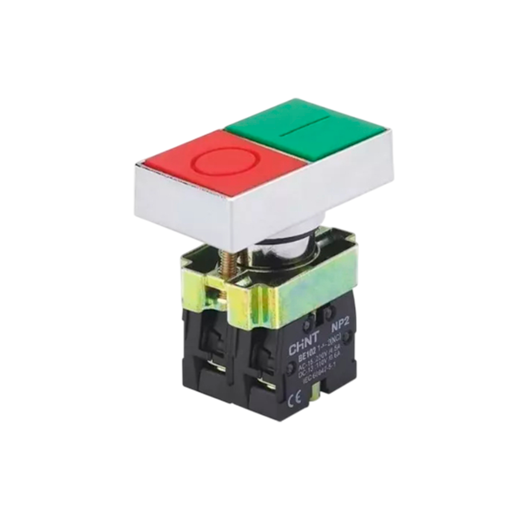 KIT Pulsador Metálico Doble 1NO + 1 NC montaje ø 22 mm - Chint NP2