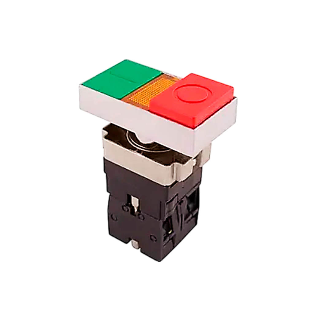 KIT Pulsador Metálico Doble Iluminado montaje ø 22 mm - Chint NP2 