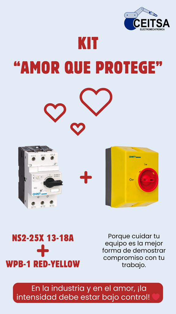 Guardamotor 13 - 18  A ❤︎ Caja con Manija Roja WPB - 1 red-yellow