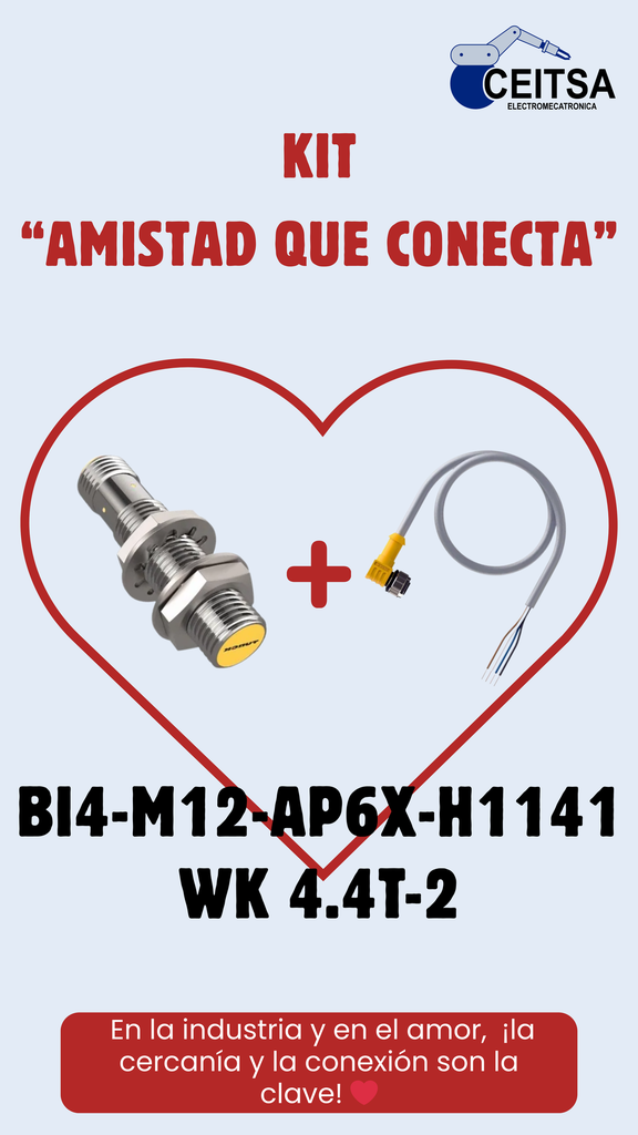 Sensor Inductivo BI4 - M12 -AP6X - H1141  ❤︎ Cable Conector WK 4 . 4T - 2