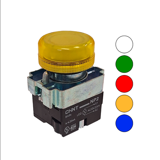 KIT Piloto Luminoso Monolítico Metálico LED montaje ø 22 mm - Chint NP2