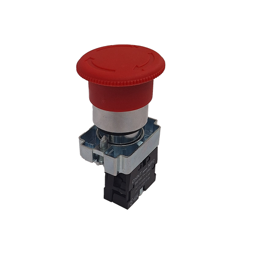 KIT Pulsador Metálico Botón Hongo Giro Desenclave Momentáneo montaje ø 22 mm - Chint NP2