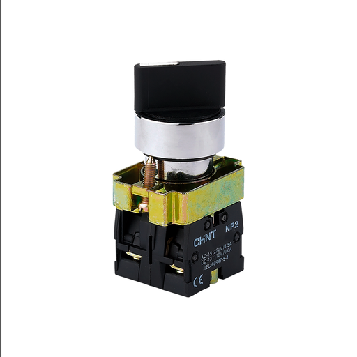 KIT Selector Metálico Giro Desenclavé Momentáneo montaje ø 22 mm - Chint NP2