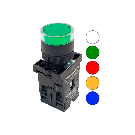 KIT Pulsador Plástico Iluminado montaje ø 22 mm - Chint NP2 (copia)