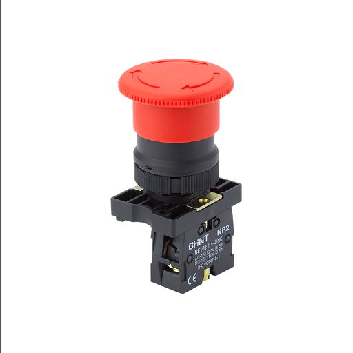 KIT Pulsador Plástico Botón Hongo Giro Desenclave montaje ø 22 mm - Chint NP2