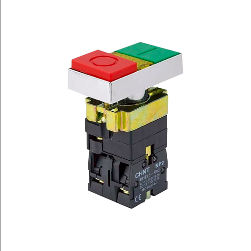 KIT Pulsador Metálico Doble Iluminado montaje ø 22 mm - Chint NP2 