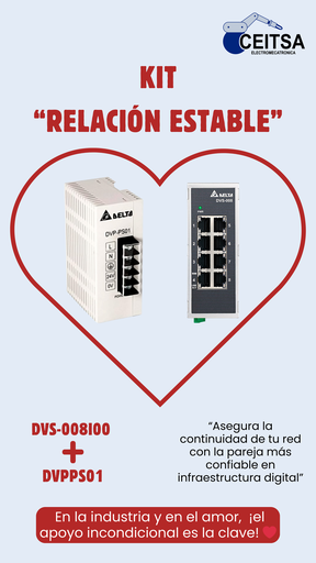 Switch Ethernet 8 Puertos DVS-008I00 ❤︎ Fuente 24VCD 2A DVPPS01